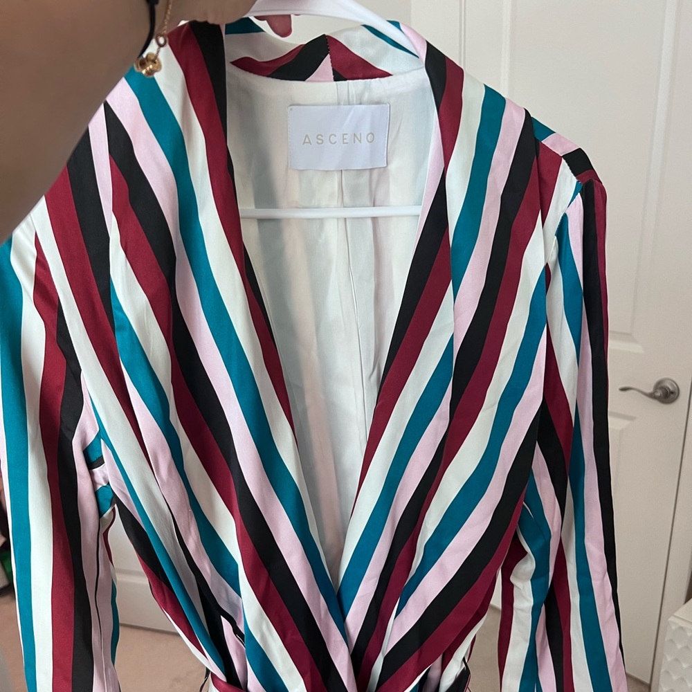 Ascend multicolor striped silk robe